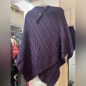 Anna & Ava Deep Purple Cable Knit Poncho